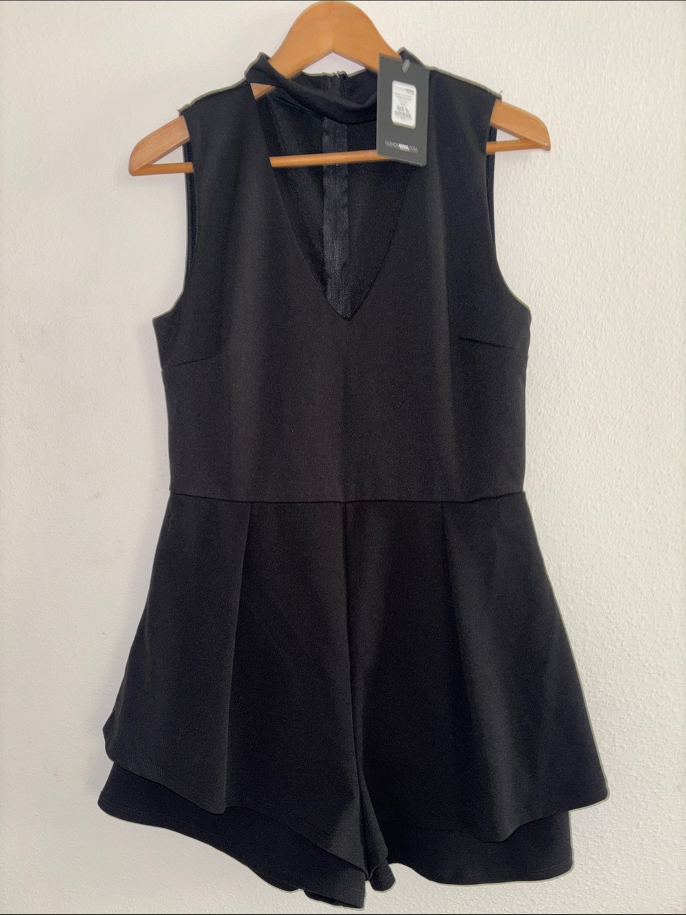 Fashion Nova Black Sleeveless V-Neck Romper